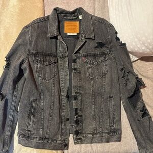 Levi's Charcoal Distressed Denim Jacket